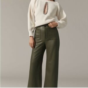 The Colette Faux Leather Crop Wide-Leg Pants by Maeve